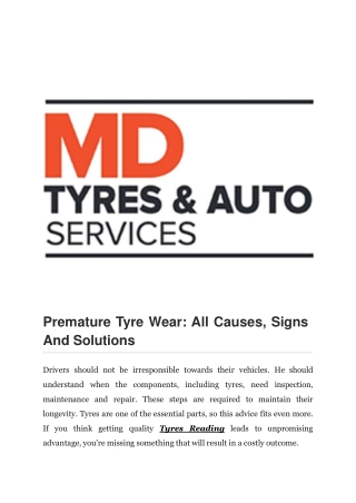 Premature Tyre Wear: All Causes, Signs And Solutions