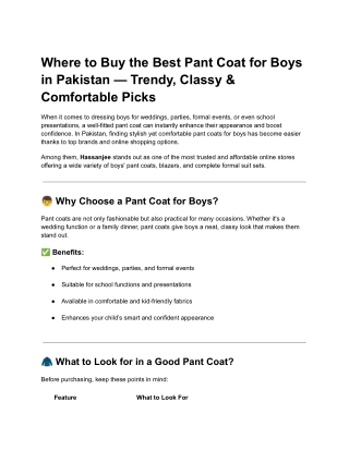 Where to Buy the Best Pant Coat for Boys in Pakistan — Trendy, Classy & Comfortable Picks