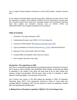 How to Legally Purchase Research Chemicals in Europe (2025 Update)