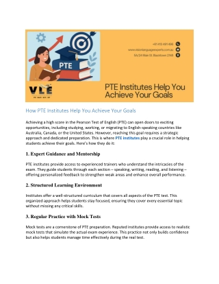 How PTE Institutes Help You Achieve Your Goals