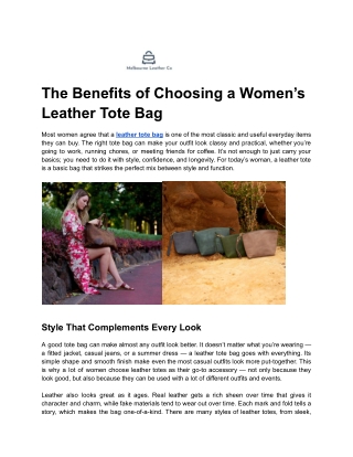 The Benefits of Choosing a Women’s Leather Tote Bag