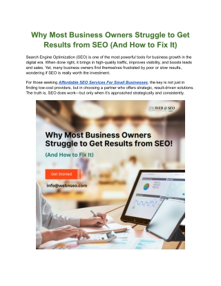 Why Most Business Owners Struggle to Get Results from SEO (And How to Fix It)