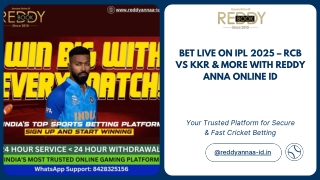 Cricket Betting Made Easy – RCB vs KKR IPL 2025 with Reddy Anna Exchange