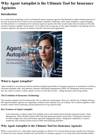 Why Agent Autopilot is the Ultimate Tool for Insurance Agencies