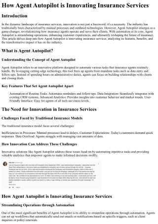 How Agent Autopilot is Innovating Insurance Services