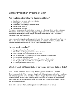 Career Prediction by Date of Birth