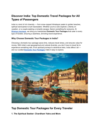 Domestic Tour Packages