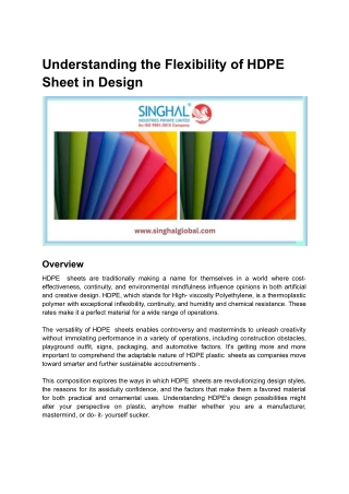 Understanding the Flexibility of HDPE Sheet in Design