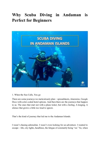 Why Scuba Diving in Andaman is Perfect for Beginners