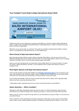 Your Complete Travel Guide to Bajío International Airport