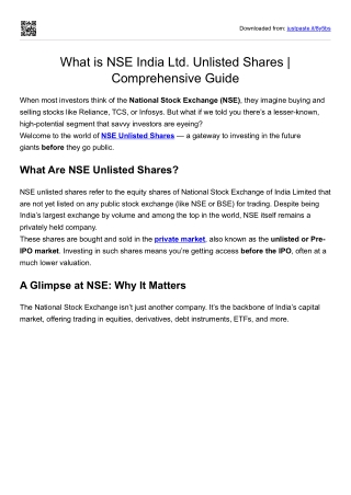 What is NSE India Ltd. Unlisted Shares