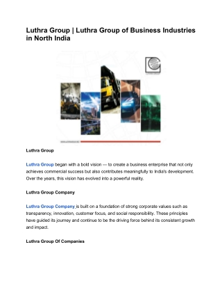 Luthra Group | Luthra Group of Business Industries in North India