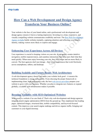 How Can a Web Development and Design Agency Transform Your Business Online