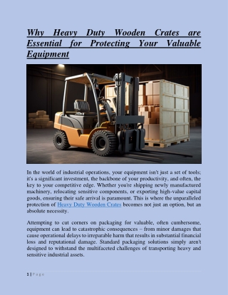 Why Heavy Duty Wooden Crates are Essential for Protecting Your Valuable Equipment