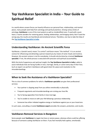 Top Vashikaran Specialist in India