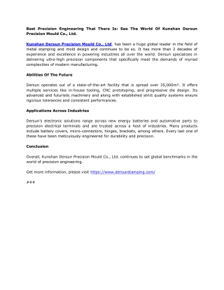 Kunshan Dersun Precision Mould Co., Ltd.