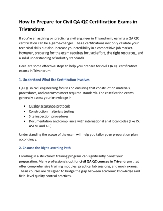 how to prepare for civil qa qc certification