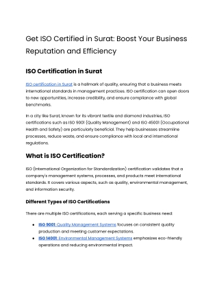Get ISO Certified in Surat