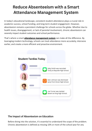 reduce absenteeism with a smart attendance