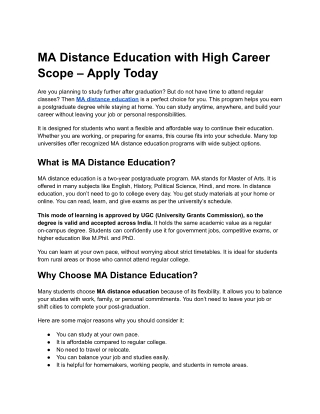 ma distance education with high career scope