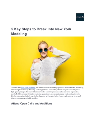5 Key Steps to Break Into New York Modeling