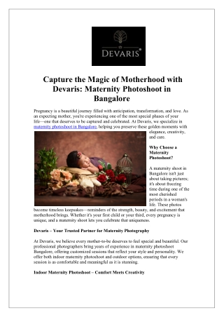 Book Now for a Heartwarming Maternity Photoshoot at Devaris