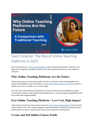 Why Online Teaching Platforms Are the Future: A Comparison