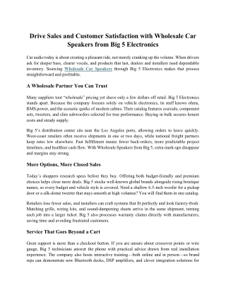 Drive Sales and Customer Satisfaction with Wholesale Car Speakers from Big 5 Electronics