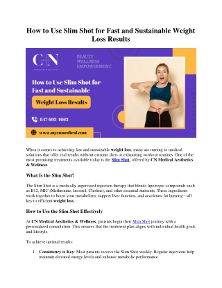 How to Use Slim Shot for Fast & Sustainable Weight Loss