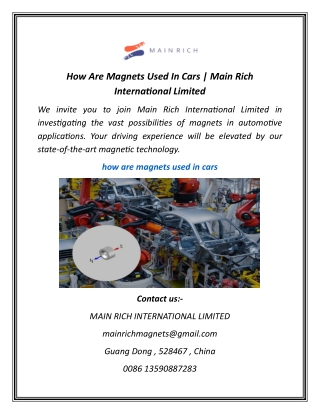 How Are Magnets Used In Cars | Main Rich International Limited