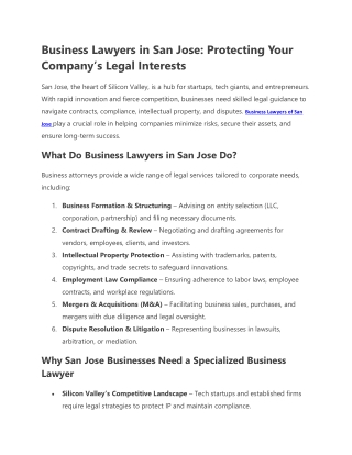 Business Lawyers of San Jose