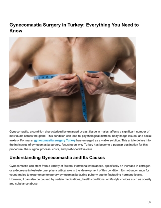 Gynecomastia Surgery in Turkey Everything You Need to Know