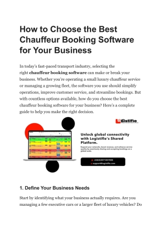 How to Choose the Best Chauffeur Booking Software for Your Business