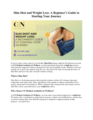 Slim Shot and Weight Loss: A Beginner’s Guide to Starting Your Journey