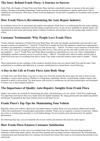 the story behind frank flora a journey to success