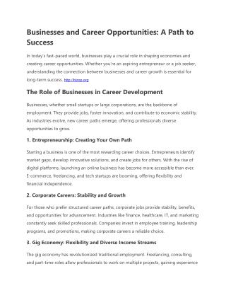 businesses and career opportunities a path