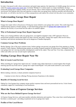 .“Local Heroes: Meet the Faces Behind Express Garage Services.