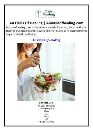 An Oasis Of Healing  Anoasisofhealing.com