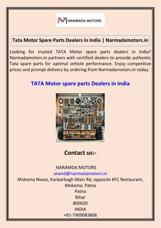 Tata Motor Spare Parts Dealers In India  Narmadamotors.in