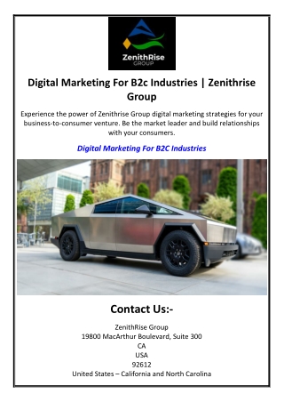 Digital Marketing For B2c Industries | Zenithrise Group