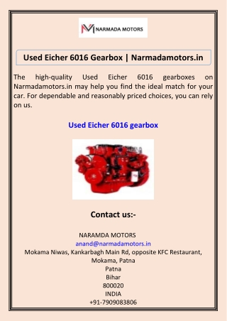Used Eicher 6016 Gearbox  Narmadamotors.in