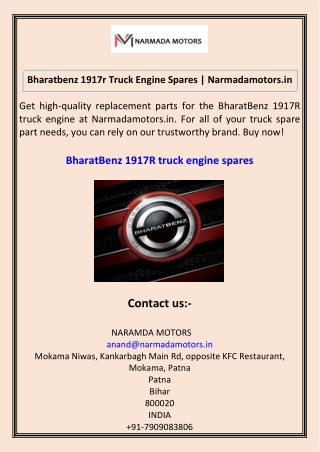 Bharatbenz 1917r Truck Engine Spares  Narmadamotors.in