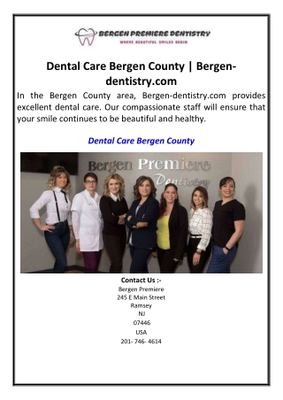 Dental Care Bergen County  Bergen-dentistry.com