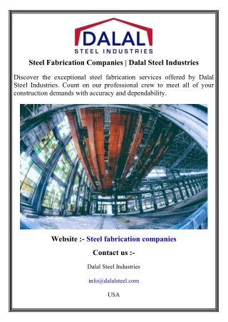 Steel Fabrication Companies   Dalal Steel Industries
