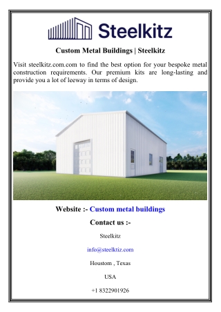 Custom Metal Buildings   Steelkitz