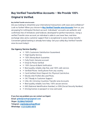 5 Best ways To Buy Verified TransferWise Accounts in2024