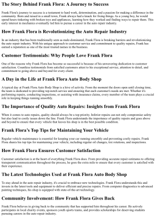 the story behind frank flora a journey to success