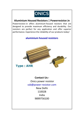 Aluminium Housed Resistors | Powerresistor.in