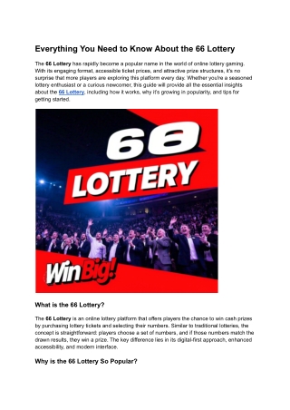 Everything You Need to Know About the 66 Lottery
