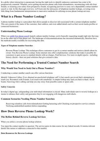 The Ins and Outs of Performing a Trustworthy Telephone Number Browse